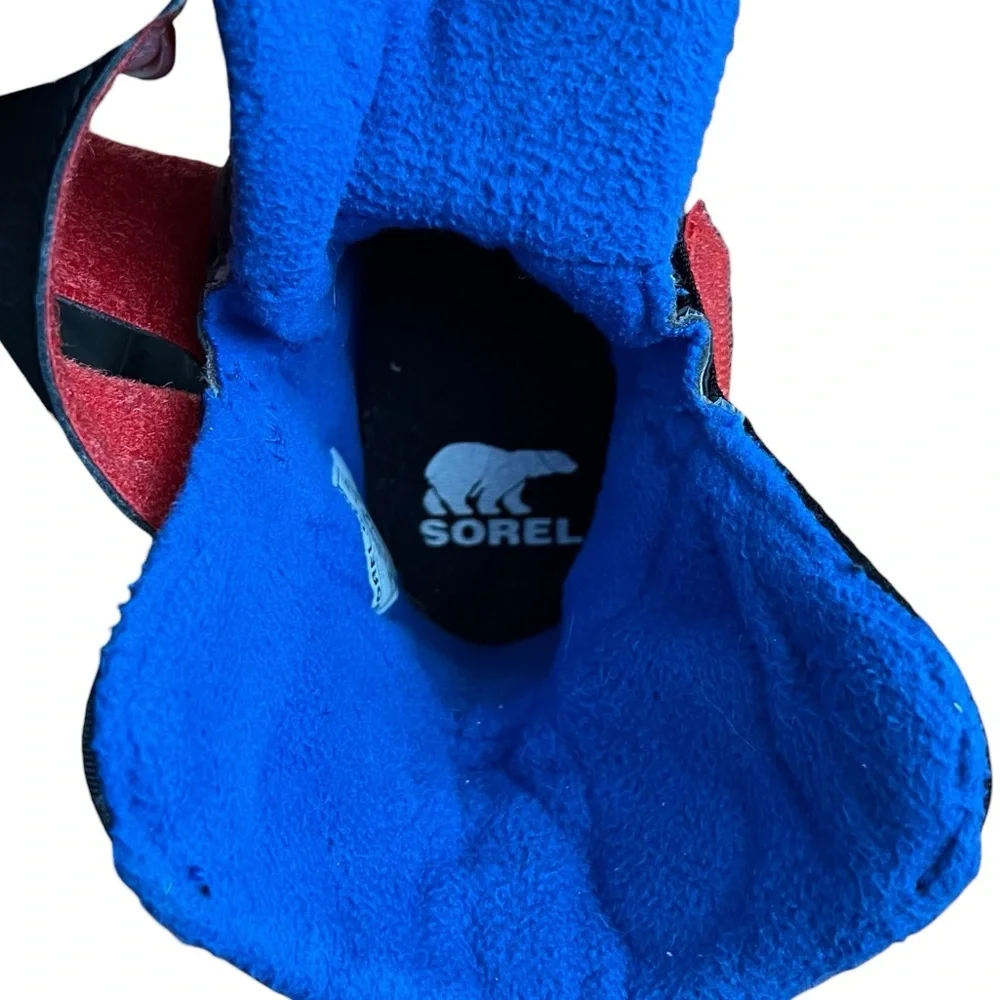 Sorel Whitney II Strap Waterproof Snow Boots Black Blue Size 8 Toddler